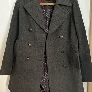 Womens Double Breasted Pea Coat in Charcoal Gray